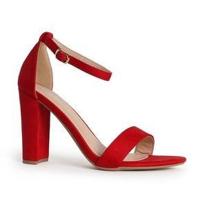 BRAND NEW A New Day red chunky heel ankle strap heels Size 8W